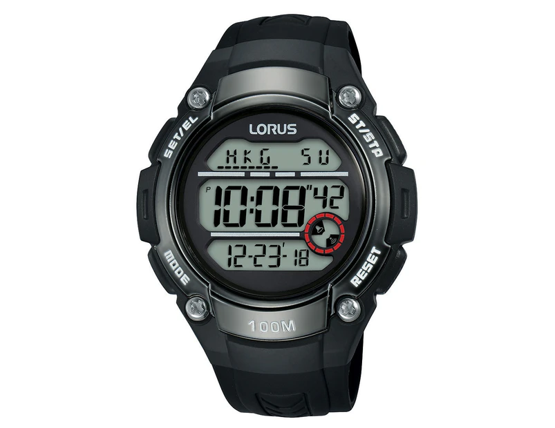 Lorus Men's Quartz Digital Multi Timer LCD Black Sport Watch R2327MX-9