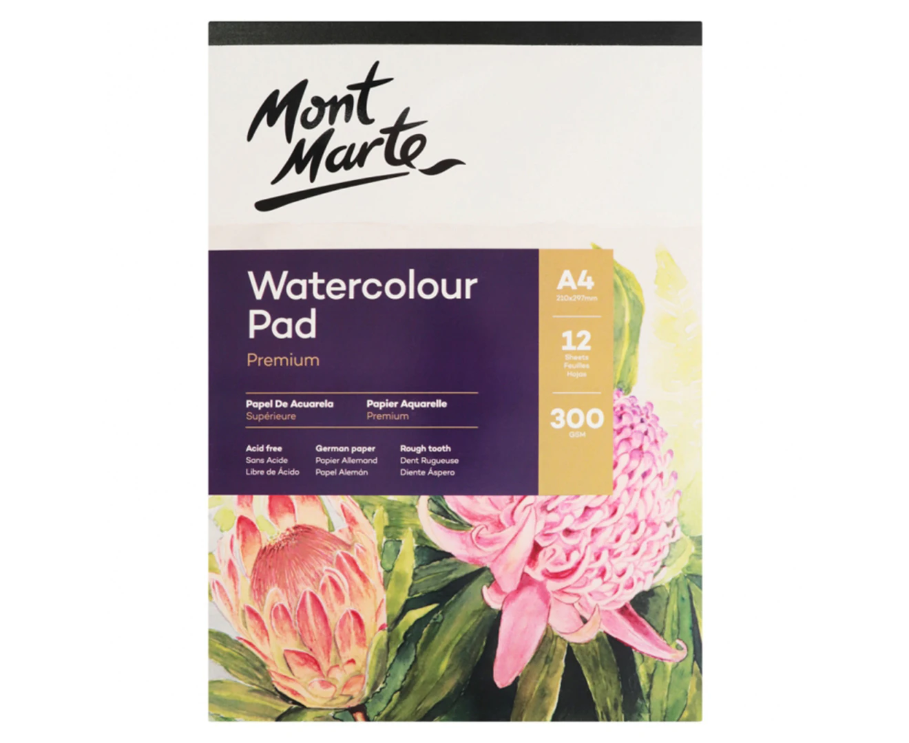 Mont Marte A4 Premium Watercolour German Paper Pad - White