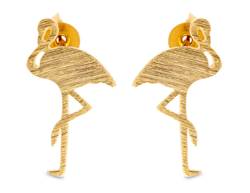 Short Story Flamingo Earrings - Gold