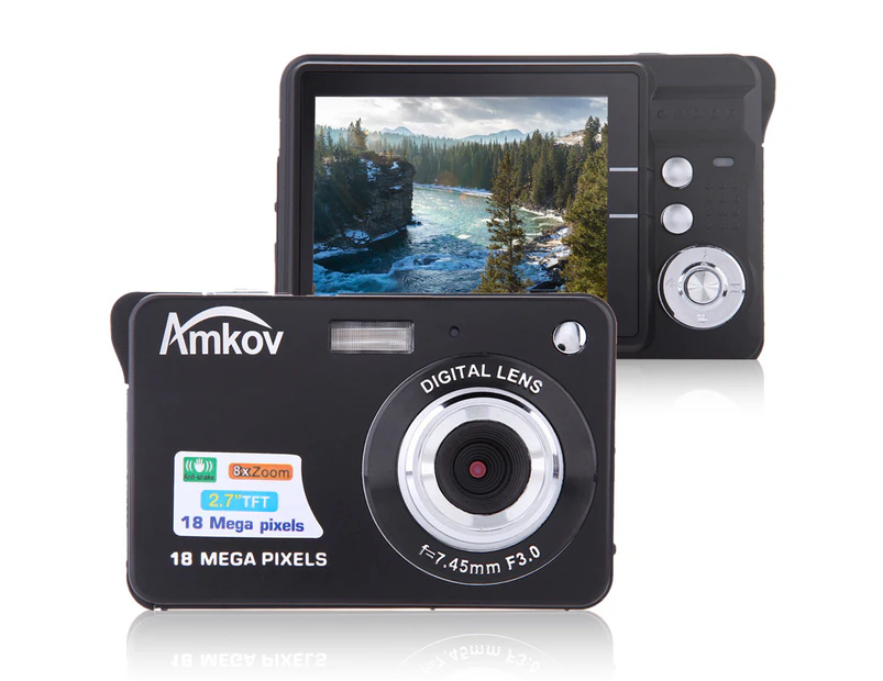 HD Digital Anti-shake Camera 18MP 2.7" TFT 8x Zoom - Black