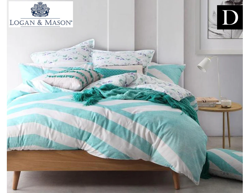 Logan & Mason Calippo Double Bed Quilt Cover Set - Teal