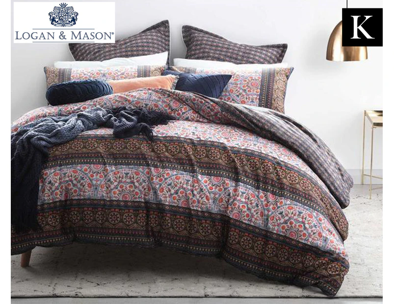 Logan & Mason Autumn Spice King Bed Quilt Cover Set - Navy/Multi