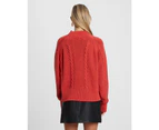 Calli Women's Heidi Cable Knit Jumper - Red