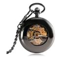 Men's Pocket Watch Black Smooth Case Automatic Mechanical Pocket Watches 1