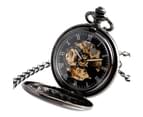 Men's Pocket Watch Black Smooth Case Automatic Mechanical Pocket Watches 3