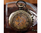 Retro Bronze Pocket Watch Fashion Auto Mechanical Pocket Watches Men Pendant Gift