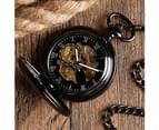 Men's Pocket Watch Black Smooth Case Automatic Mechanical Pocket Watches 8