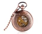 Men's Hollow Flowers Case Hand-winding Mechanical Pocket Watches Pendant Chain Pocket Watch 7