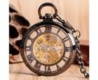 Vintage Pocket Watch Hollow Out Dial Black Hand-winding Mechanical Pendant Watch Gift Men 2