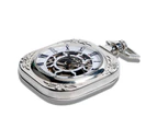Creative Silver Square Pocket Watch Men Skeleton Hand-winding Mechanical Pendant Watches Clock