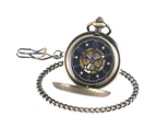 Vintage Bronze Pocket Watch Pentagram Stars Hand-winding Mechanical Pocket Watch Pendant Chain Gift Men