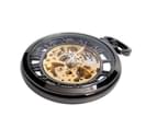 Vintage Pocket Watch Hollow Out Dial Black Hand-winding Mechanical Pendant Watch Gift Men 6