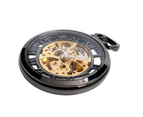 Vintage Pocket Watch Hollow Out Dial Black Hand-winding Mechanical Pendant Watch Gift Men