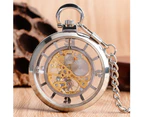 Men's Pocket Watch Silver Hand-winding Mechanical Pocket Watches High Quality Gift Men
