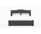 Queen Size Gas Lift Fabric Bed Frame (Gabrielle Collection, Charcoal)