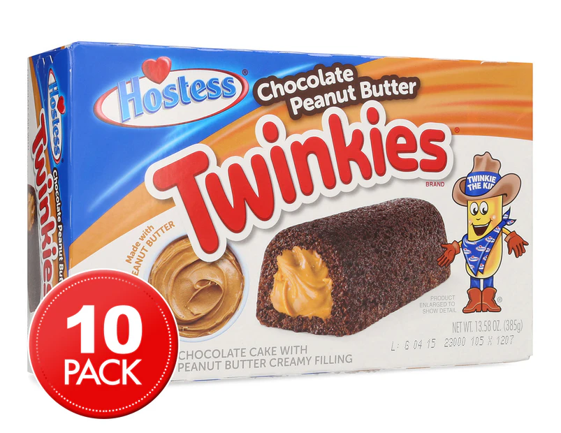 10pk Hostess Twinkies Chocolate Peanut Butter 385g