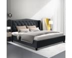 Artiss Bed Frame Queen King Size Base Platform With French Provincial Headboard Charcoal Fabric Pier Collection 1