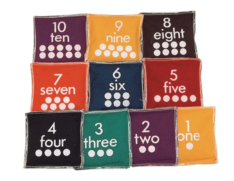 12cm Square Numbered Beanbags - Pack of 10