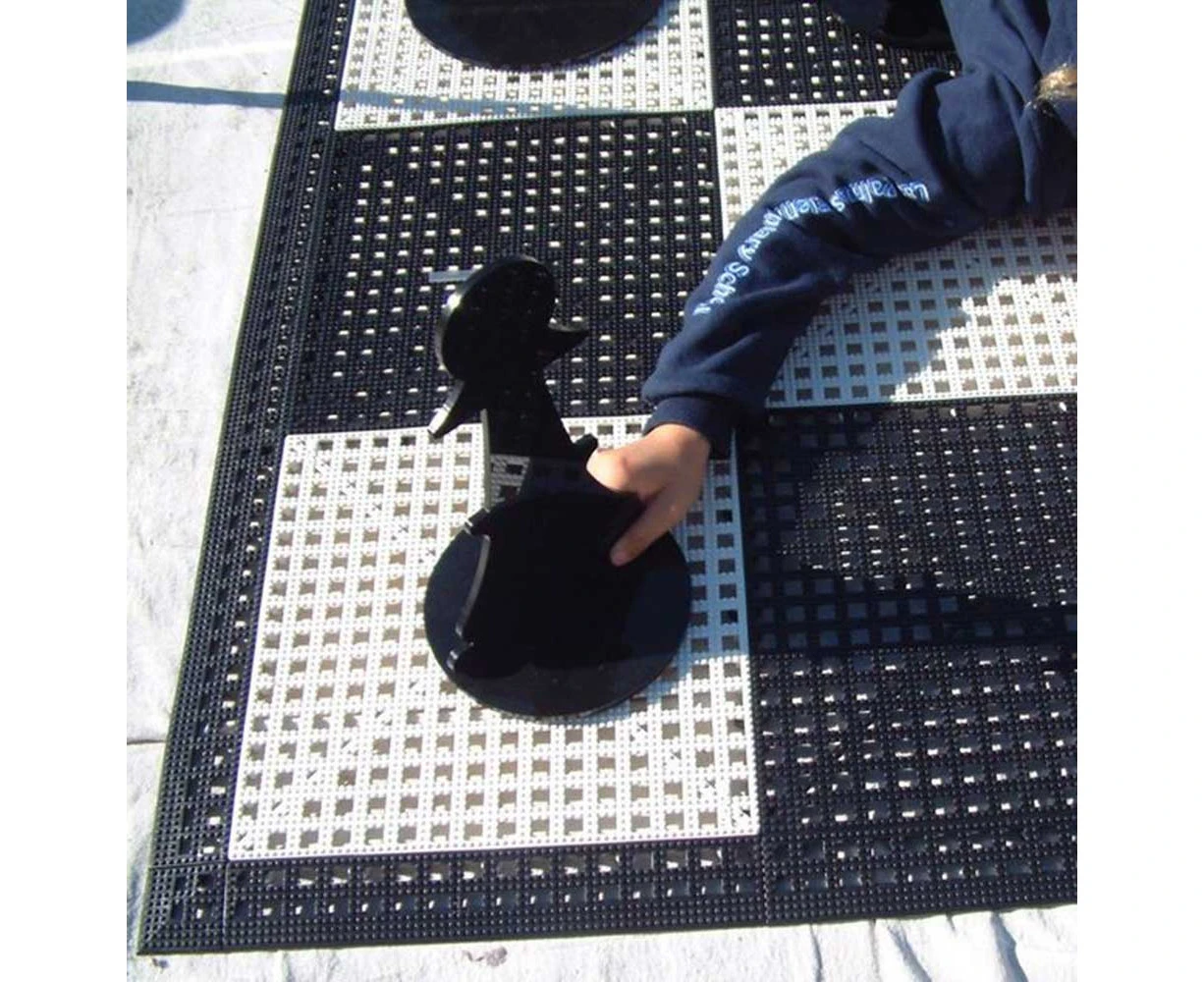 Commercial Grade Roll Up Giant 2.4m x 2.4m Chess Board with Rubberized Squares and Safety Edge Ramps