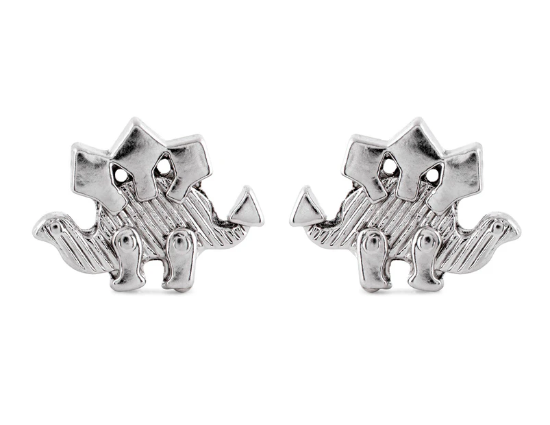 Short Story Stegosaurus Earrings - Silver