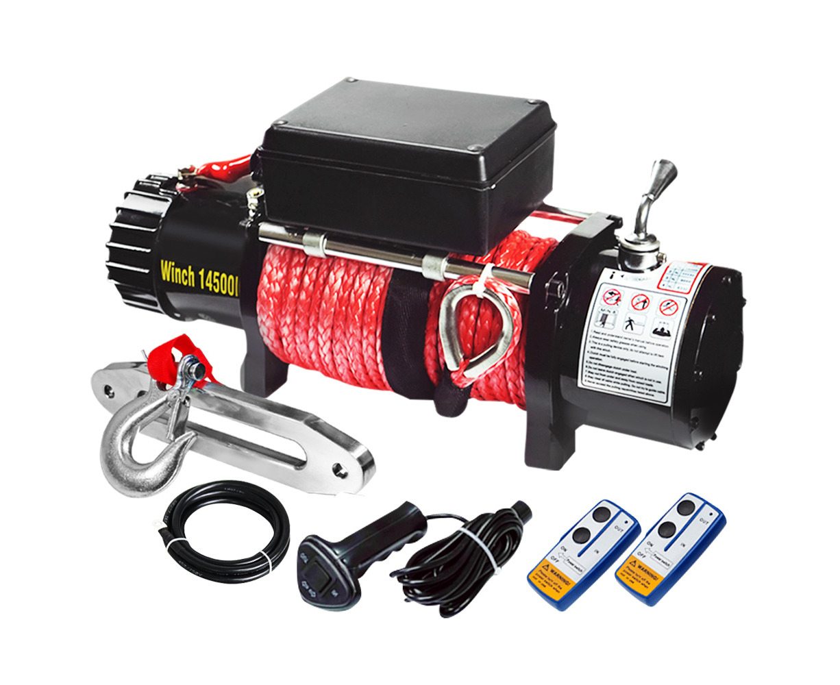 FIERYRED 14500LBS 12V Electric Winch Synthetic Rope