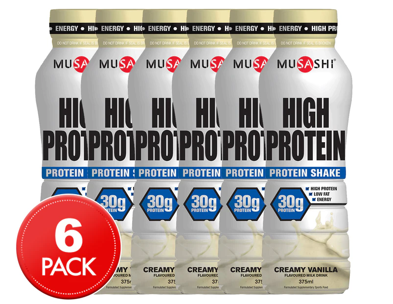 6pk Musashi Vanilla High Protein Shake 375mL