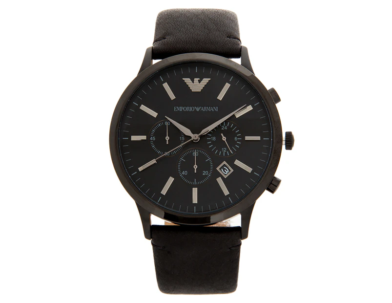 Emporio Armani Men's 46mm Sportivo Leather Watch - Black