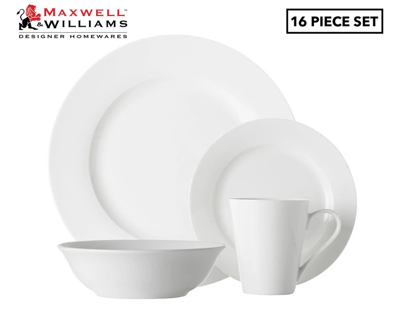 Maxwell & Williams 16-Piece White Basics Cosmopolitan Rim Dinner Set