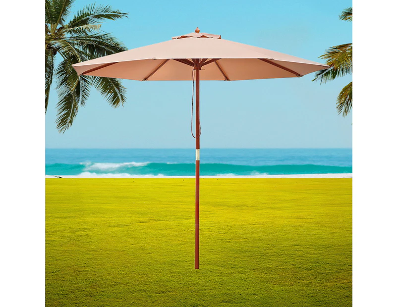 Instahut Outdoor Umbrella Base Pole Umbrellas Beach 2.7m Stand Bonus Protective Cover