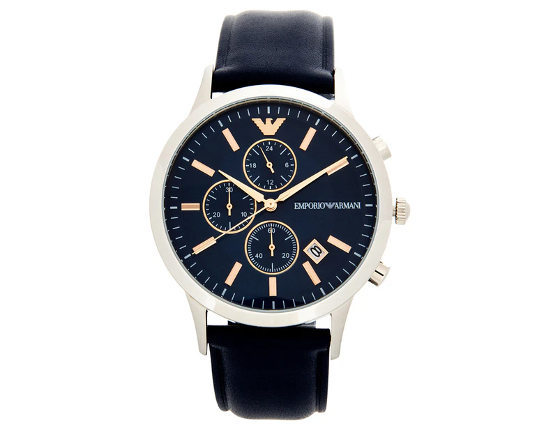 Emporio Armani Men's 43mm Renato Leather Watch - Blue