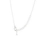 Short Story Duo Leaves Necklace - Silver