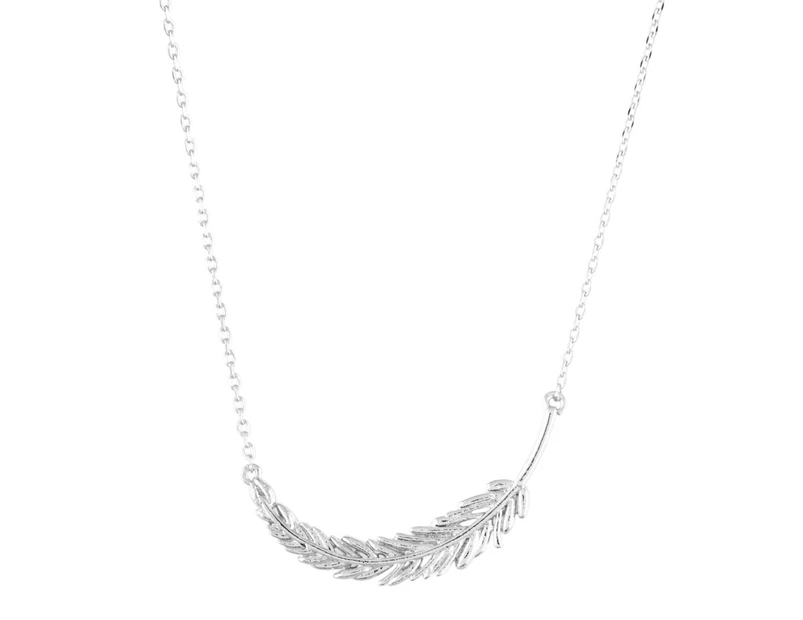 Short Story Feather Athens Necklace - Silver