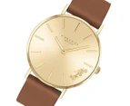 Coach Women's 36mm Perry Leather Watch - Gold/Brown