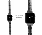 For Apple Watch iWatch Series 5 4 3 2 1 Diamond Stainless Steel Band 42mm - Black
