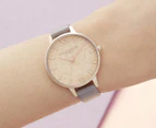 Olivia Burton Women's 34mm Glitter Dial Leather Watch - Grey Lilac/Pale Rose Gold