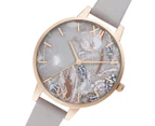 Olivia Burton Women's 34mm Abstract Florals Leather Watch - Grey/Rose Gold/Grey Lilac