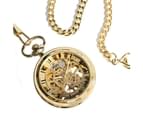Men's Golden Transparent Case Pocket Watch Manual Mechanical Pendant Chain Clock 3