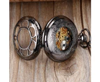Hollow Hand-winding Mechanical Pocket Watches Black Skeleto Pendent Watches