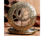 Men Retro Compass Case Pocket Watch Bronze Hand-winding Mechanical Pocket Watches Gift
