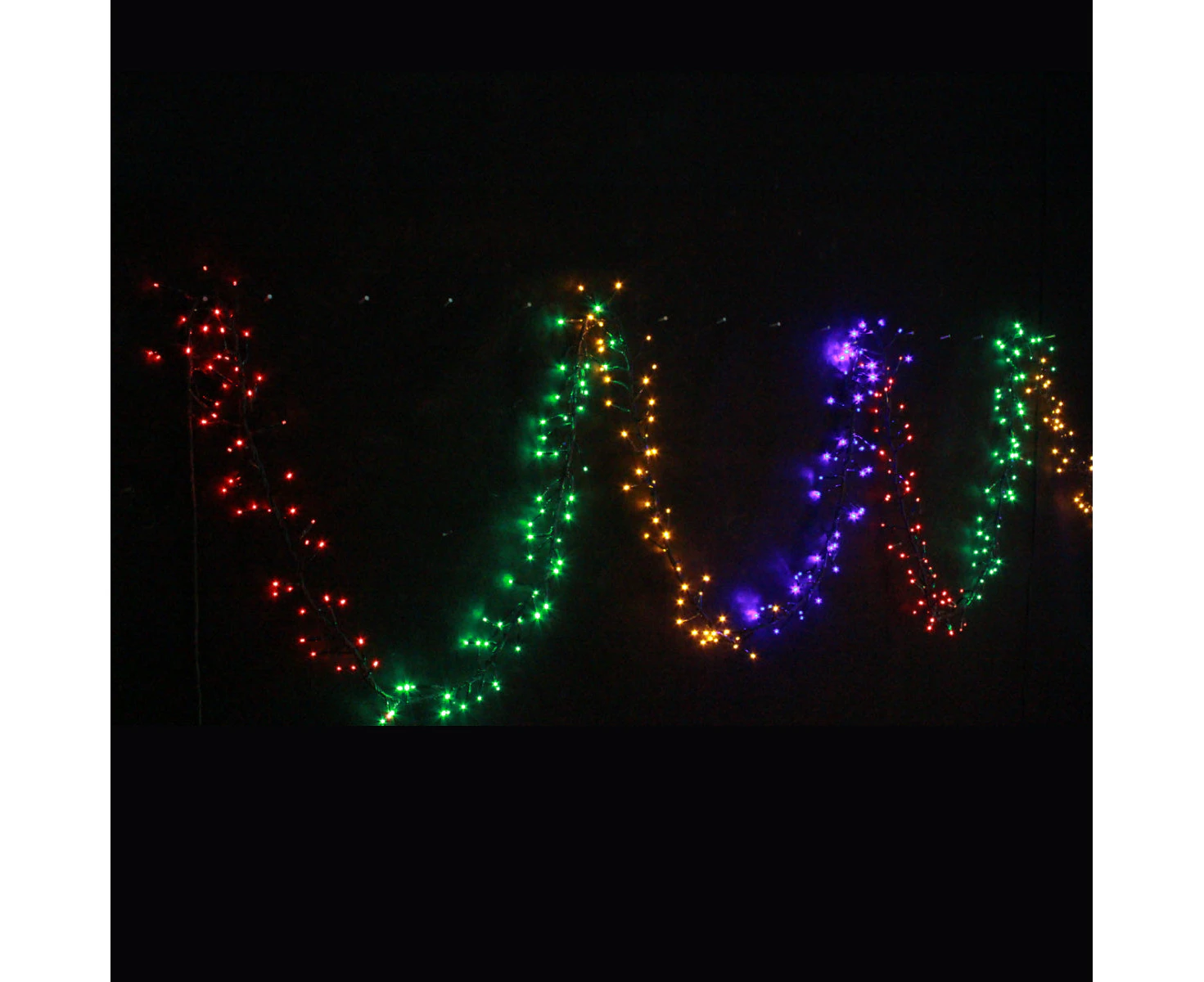 Christmas 800 LED Fairy Firecracker Cluster Lights Wave/Water Flow Function Effect 12m Long - Multi Colour