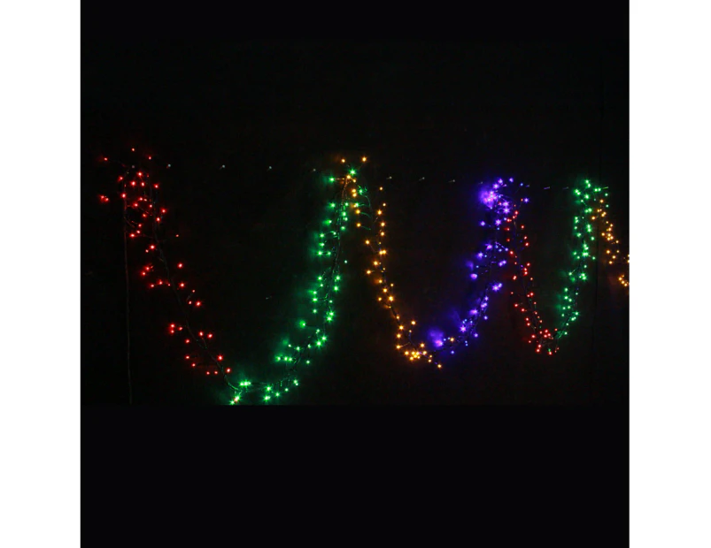 800 LED Fairy Firecracker Cluster Lights Wave/Water Flow Function Effect 12m Long - Multi Colour
