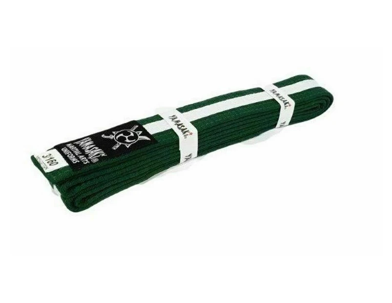 YAMASAKI Coloured Matrial Arts Belts Rank Belt (With White Stripe)[Green 5]