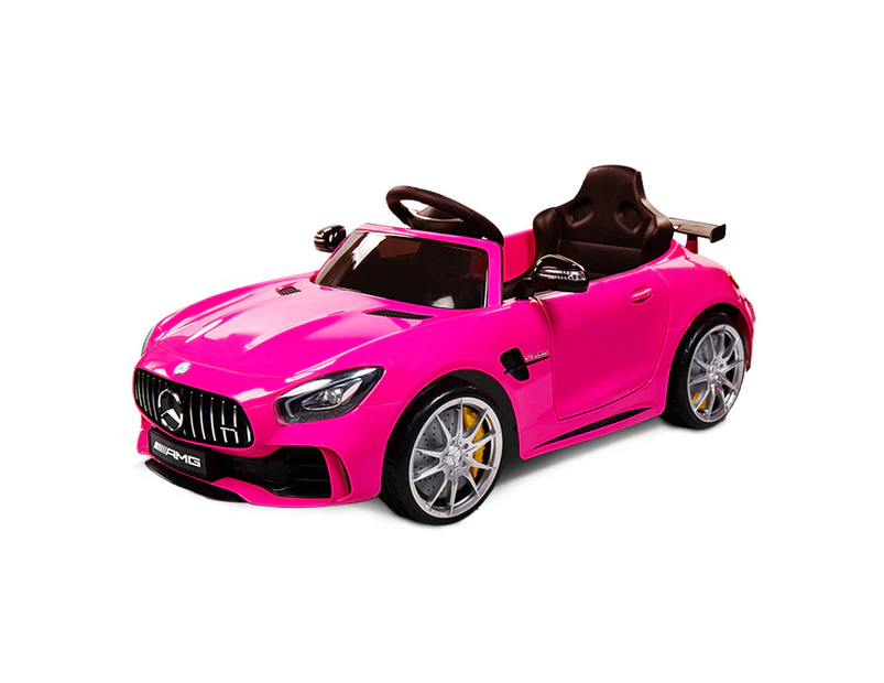 Rovo Kids Kids Ride On Car Licensed Mercedes-Benz AMG GTR Electric Toy Battery Remote Pink