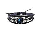 Twelve Constellation Noctilucent Bracelet Hand weaving Boy Girl Student Bracelet Leather Aquarius Guardians Bracelet