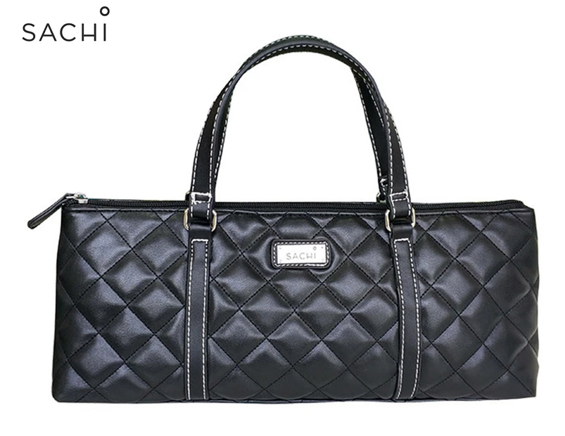Sachi Insulated Wine Purse Bag - Quilted Black