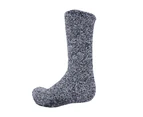 FLOSO Mens Warm Slipper Socks With Rubber Non Slip Grip (Navy) - MB134