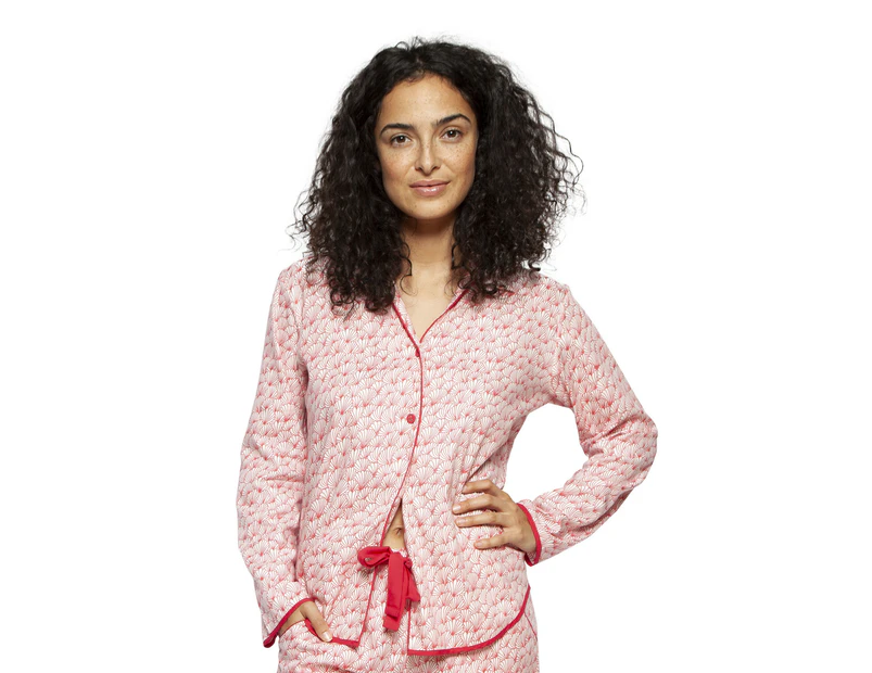 Cyberjammies 4206 Evie Red Mix Fan Print Cotton Pyjama Top
