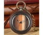 Simple Stripe Design Dial Pocket Watch Men Women Wooden Quartz Pocket Watches 2
