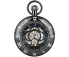 Classic Blcack Roman Numeral Pocket Watch large Round Dial Mechanical Pocket Watches