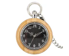 Men's Wooden Pocket Watch Silver Rough Chain Black Dial Pocket Watches